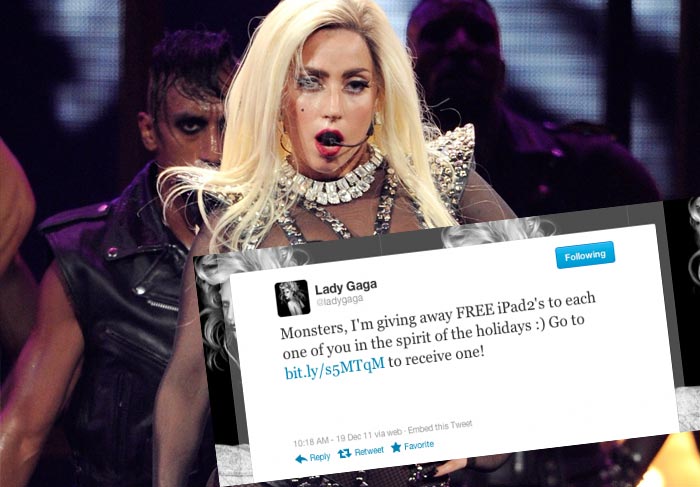 Hackers invadem conta de Lady Gaga no Twitter e oferecem iPads 2 grátis O Fuxico