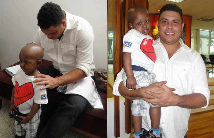 Ronaldo recebe a visita das crianças da AACC em sua agência