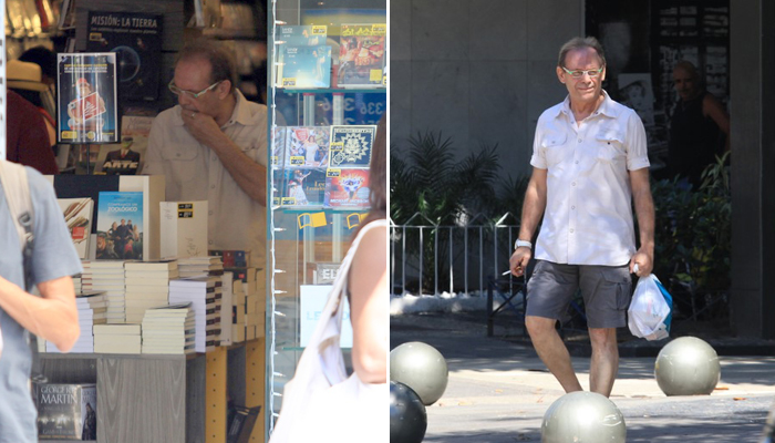 José Wilker faz compras em livraria no Rio. OFuxico