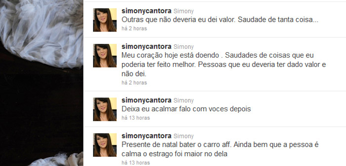 Simony lamenta sua vida de 2011 no Twitter