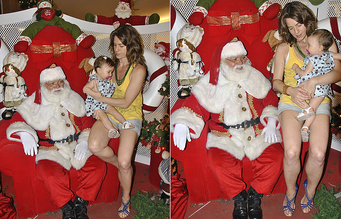 Leticia Spiller leva filha para conhecer o Papai Noel