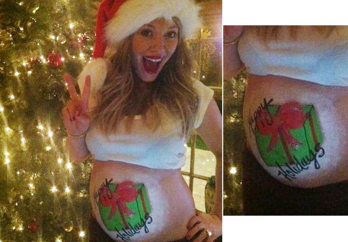 Hilary Duff enfeita a barriga para o Natal O Fuxico