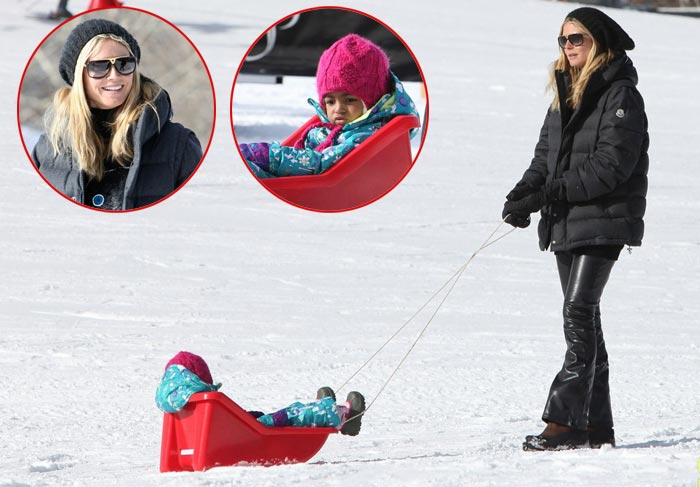 Seal e Heidi Klum se divertem com os filhos na neve, em  Aspen O Fuxico