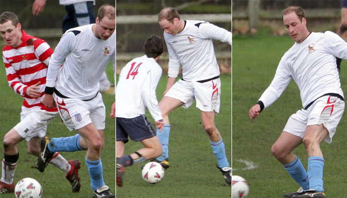  Príncipe William se diverte jogando futebol com moradores de Sandringham. OFuxico