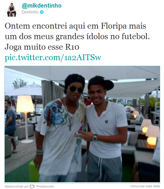 De férias no Braisl, Dentinho encontra Ronaldinho Gaúcho em Floripa