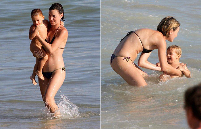 Diana leva sobrinho para se divertir na praia - O Fuxico