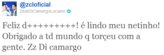 Zezé di Camargo: “Feliz demais! É lindo meu netinho!”