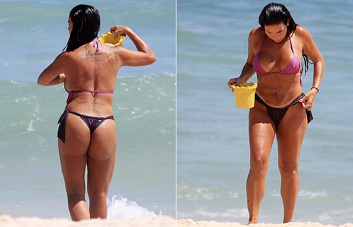 Solange Gomes curte tarde de sol na praia