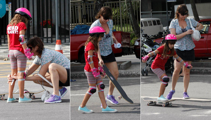 Maria Paula leva a filha para andar de skate