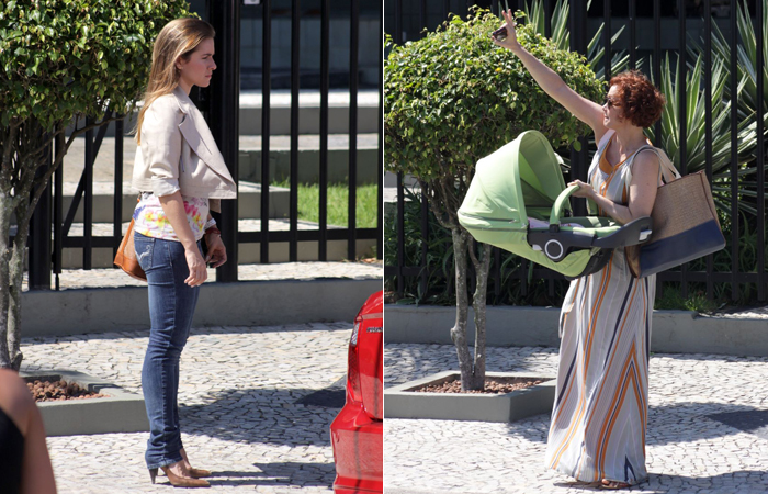 Monique Alfradique e Júlia Lemmertz gravam na rua - Carlos Osmar/Aphotos