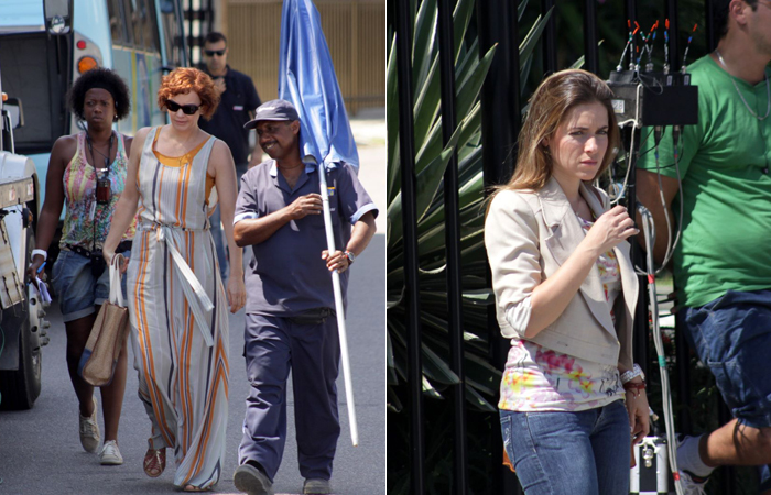 Monique Alfradique e Júlia Lemmertz gravam na rua - Carlos Osmar/Aphotos