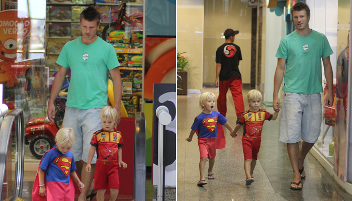 Rodrigo Hilbert leva seus super-heróis ao shopping