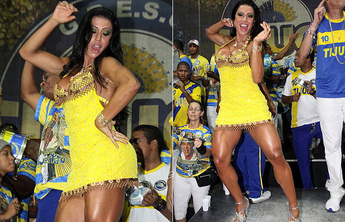 Gracyanne Barbosa apresenta a mãe ao samba carioca