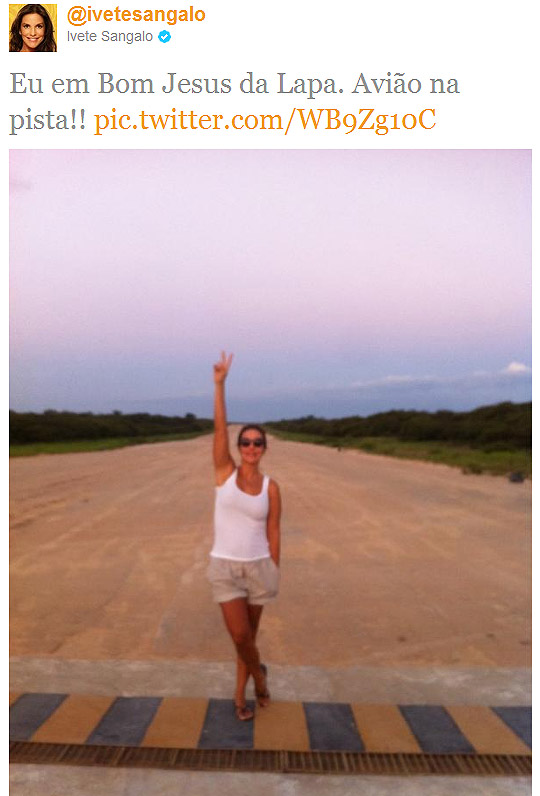  Ivete Sangalo posta foto no Twitter em uma pista de avião