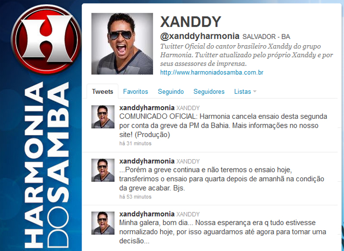 Xanddy cancela ensaio do Harmonia do Samba desta segunda-feira