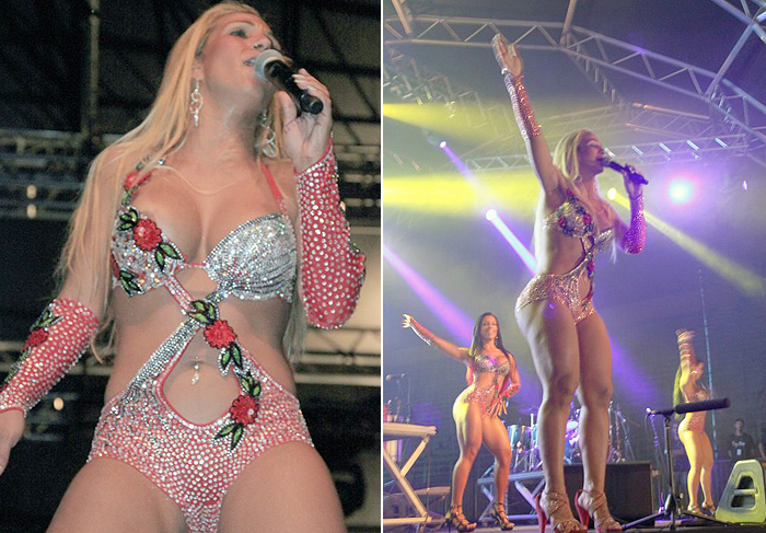 Valesca Popozuda usa roupa bem curta em show