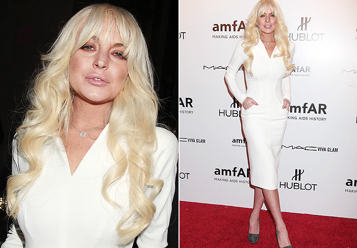  Lindsay Lohan participa de evento de gala com novo cabelo