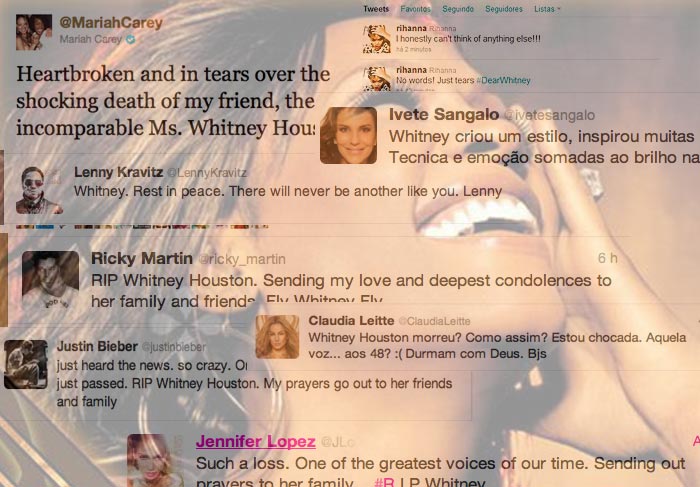 Twitter: Famosos comentaram sobre a morte de Whitney Huston O Fuxico
