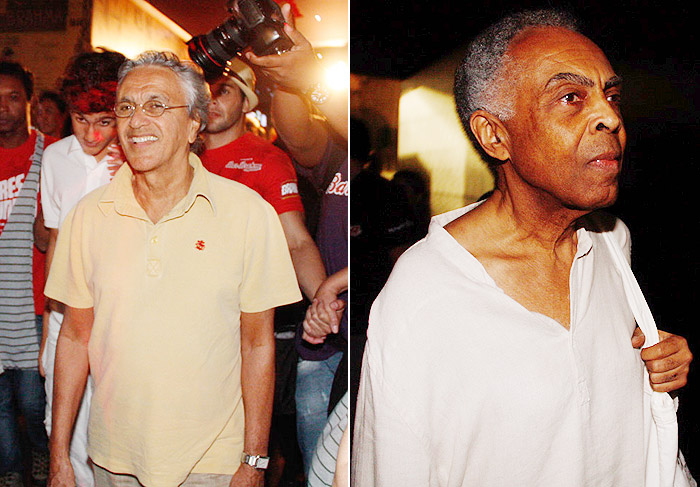 Caetano Veloso e Gilberto Gil chegam ao Anhembi, em São Paulo