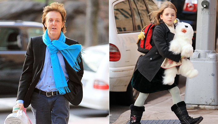 Paul McCartney leva sua filha caçula à festinha infantil, em NY