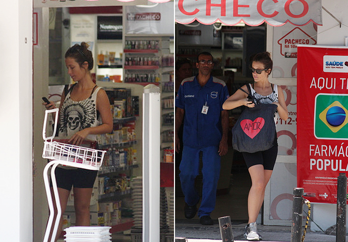 Sem o namorado, Juliana Didone é fotografada em tarde de compras no Rio