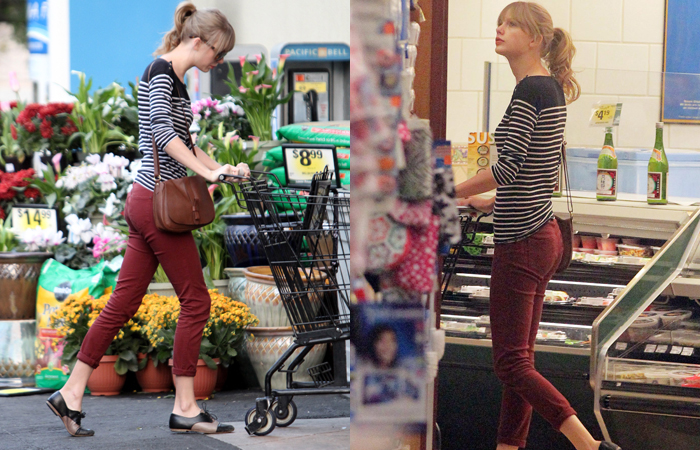 Taylor Swift tem dia de dona de casa e faz compras no supermercado