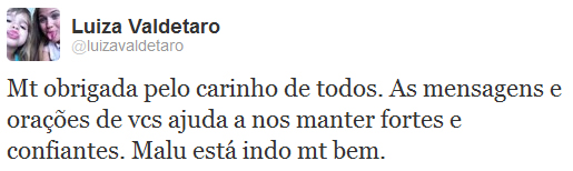 Luiza Valdetaro comemora melhora da filha contra a leucemia