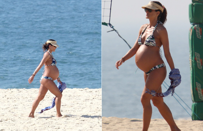 (vera) Cynthia Howlett exibe seu barrigão na Ipanema, no Rio