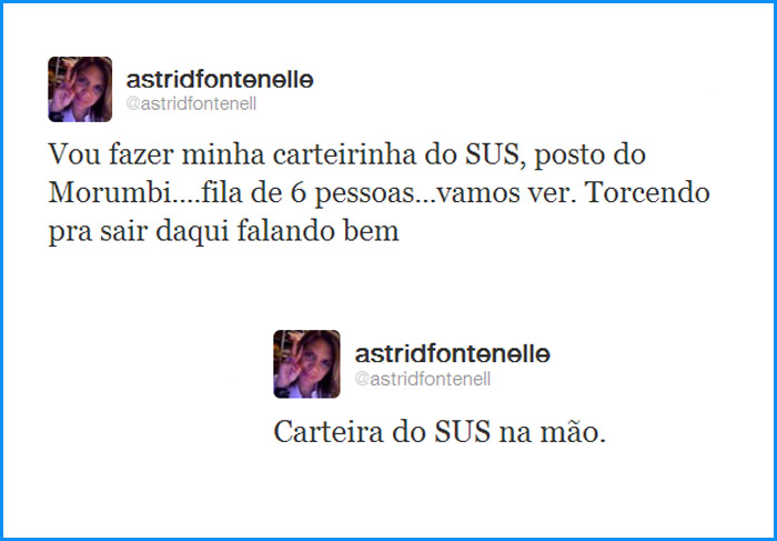 Astrid Fontenelle faz carteirinha do SUS