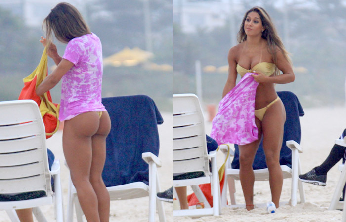 (VERA) Mayra Cardi exibe boa forma na praia no Rio de Janeiro
