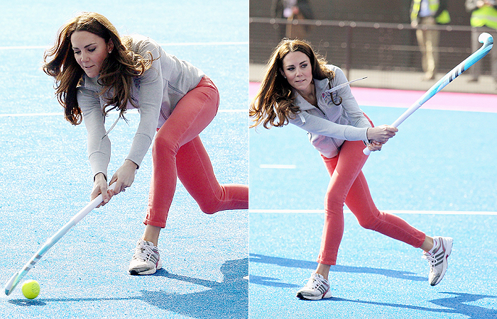 Kate Middleton joga hóquei com times que representarão o Reino Unido nas Olimpíadas