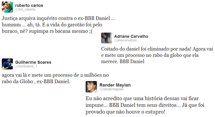 Ex-BBB Daniel vai parar nos assuntos mais comentados do Twitter após justiça arquivar o caso de estupro