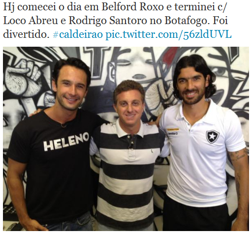 Luciano Huck posta foto com Rodrigo Santoro e Loco Abreu