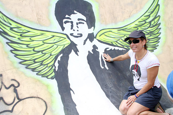 Cissa Guimarães na pista de skate em homenagem ao filho, Rafael Mascarenhas