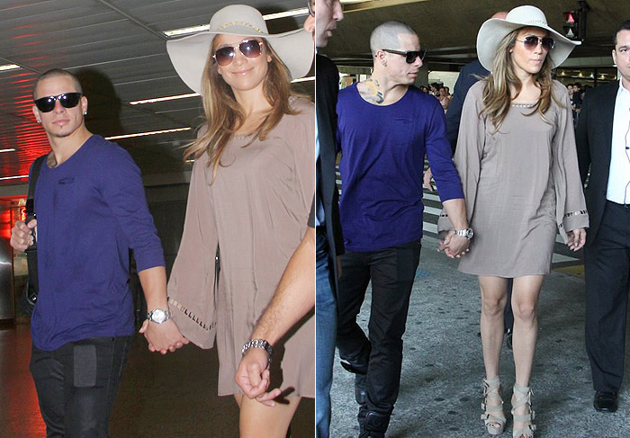 Jennifer Lopez desembarca em São Paulo com o namorado