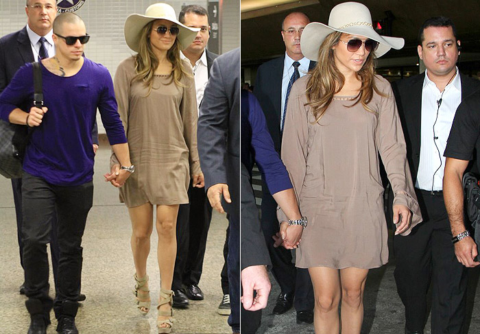 Jennifer Lopez desembarca em São Paulo com o namorado