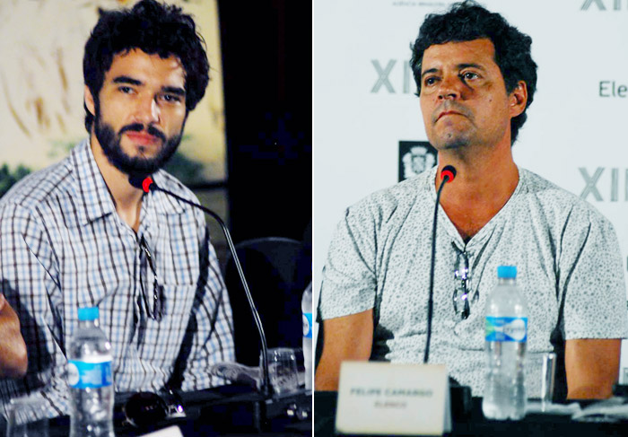 Caio Blat e Felipe Camargo participam de pré-estreia de filme, em SP