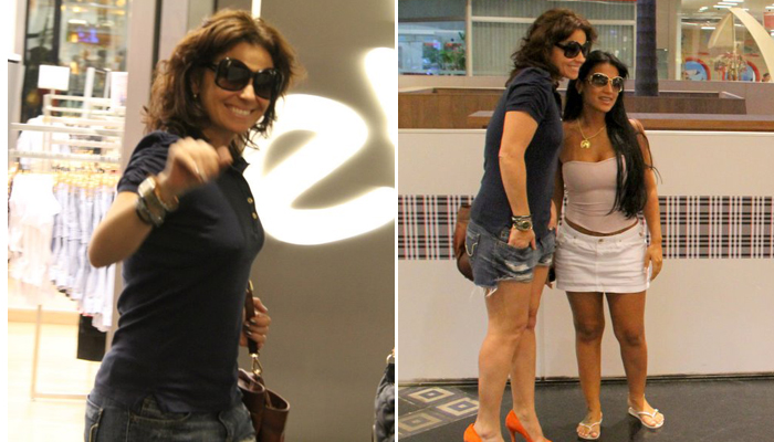 De shortinho, Giovanna Antonelli passeia em shopping 