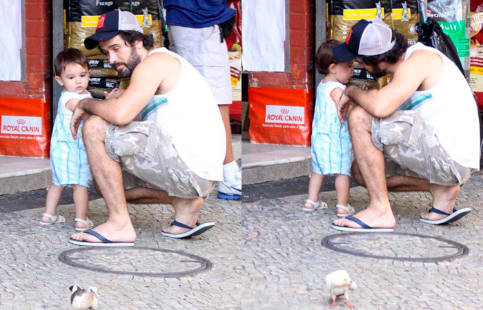 Eriberto Leão brinca com o filho pelas ruas da Gávea - O Fuxico