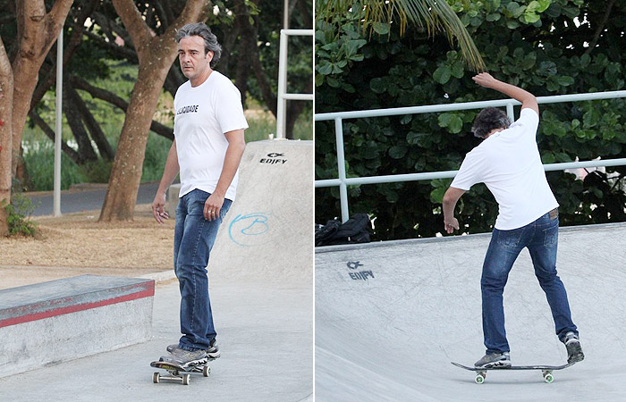 Alexandre Borges tem tarde radical na companhia do filho