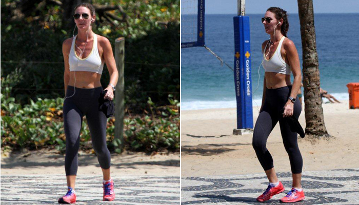 Glenda Kozlowski exibe boa forma durante corrida 