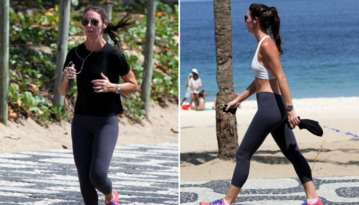 Glenda Kozlowski exibe boa forma durante corrida 