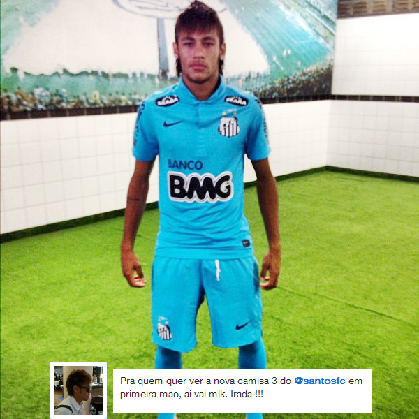 Neymar mostra nova camisa azul do Santos no Twitter