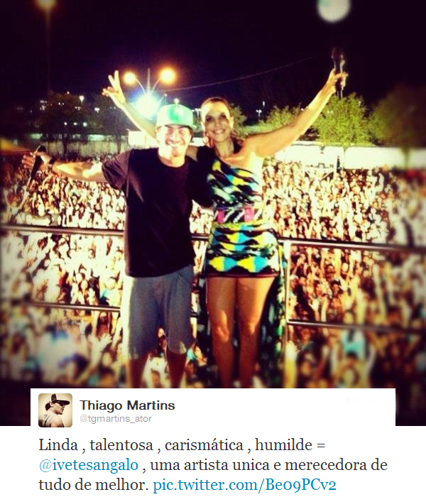 Thiago Martins enche Ivete Sangalo de elogios no Twitter