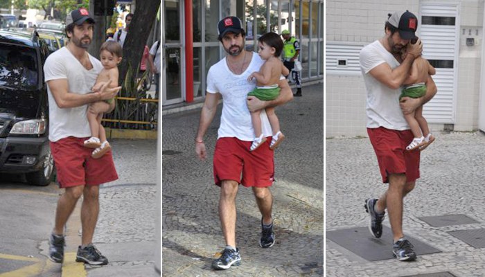 Eriberto Leão curte o filho em passeio no Rio