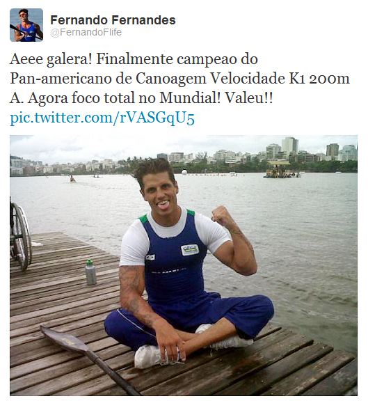 Ex-BBB Fernando Fernandes posta foto após ser campeão em canoagem