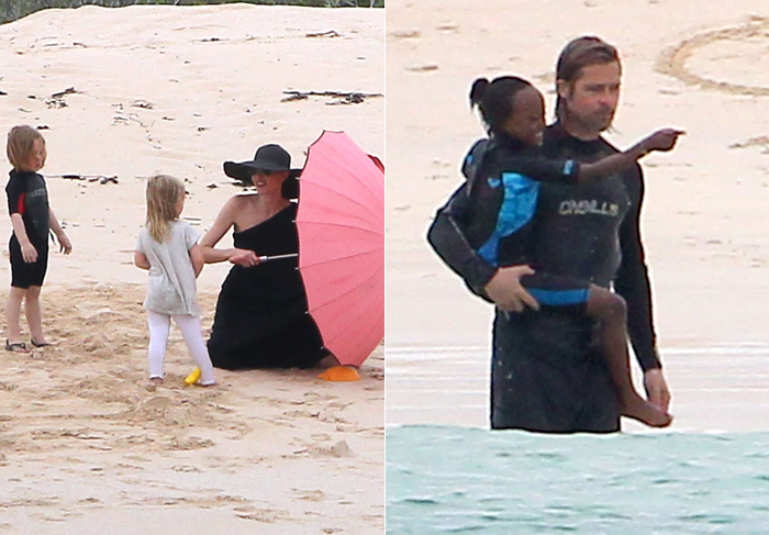 Angelina Jolie e família curtem praia no Equador