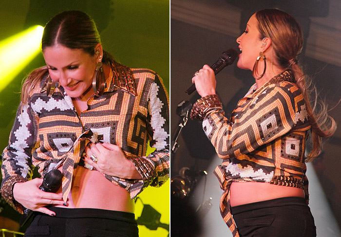 Claudia Leitte mostra que a barriga de grávida já cresceu