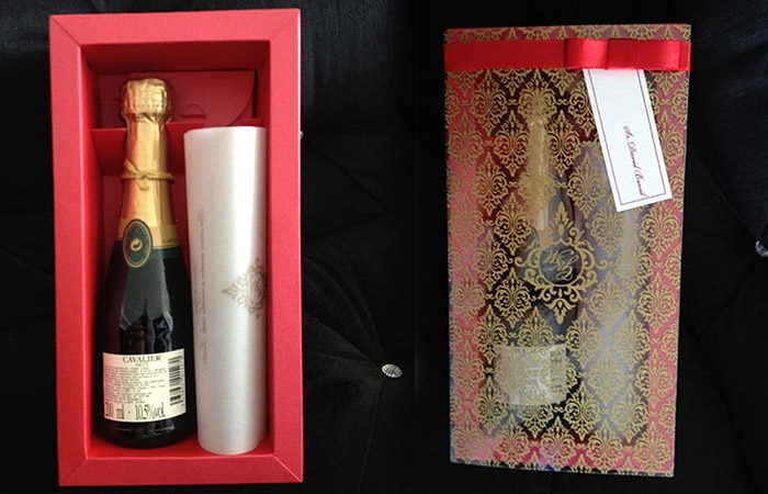 Convite de casamento de Belo e Gracyanne vem com champanhe