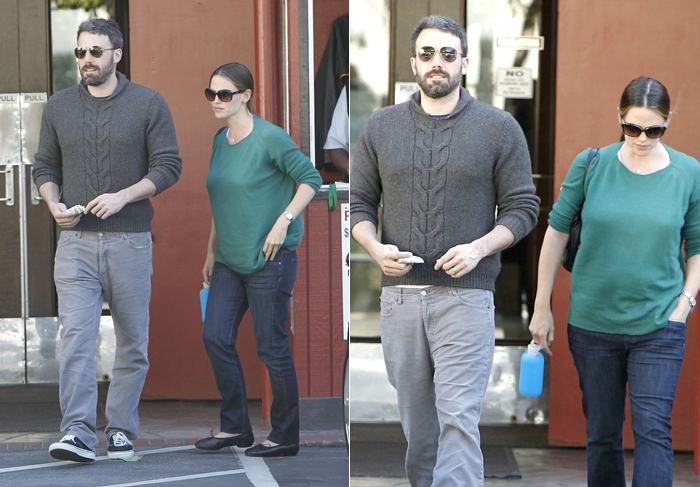 Jennifer Garner esconde barriga pós-parto em passeio com Ben Affleck